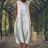 Luísa | Vestido Elegante Sem Mangas com Bolsos