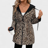 Evie | Casaco reversível com capuz e padrão de leopardo