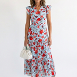 Lila | Vestido Midi Floral com Decote em V