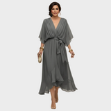 Monica Chiffon - Vestido com decote em V