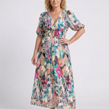 Eulalie | Vestido Midi de Manga Curta com Cintura Pregueada