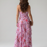 Matilde - Vestido Maxi Floral com Decote Halter e Corpo Fruncido