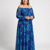 Aspen | Vestido Maxi Floral com Ombros à Mostra