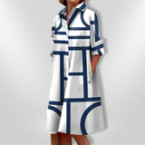 Lena™ | Elegante vestido camiseiro geométrico