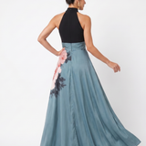 Mónica - Vestido Maxi com Decote Halter Floral