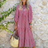 Arlette | Vestido Midi de Manga Longa com Estampa Geométrica
