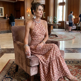 Daniela - Robe midi com recorte geométrico e decote cruzado