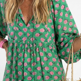 Fiora | Vestido Midi em Camadas com Estampa Floral e Decote em V