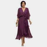 Monica Chiffon - Vestido com decote em V