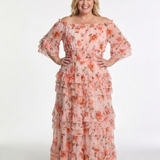 Rosalie | Vestido Maxi Floral com Rendas e Ombros à Mostra