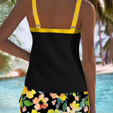 Frederica | Conjunto Tankini com Calções às Riscas