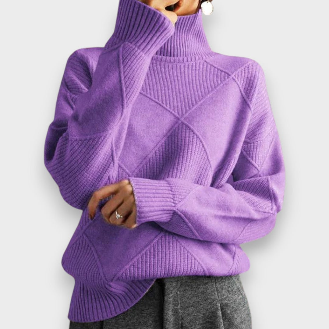 Remmy | Pullover de Gola Alta Estruturada em Malha