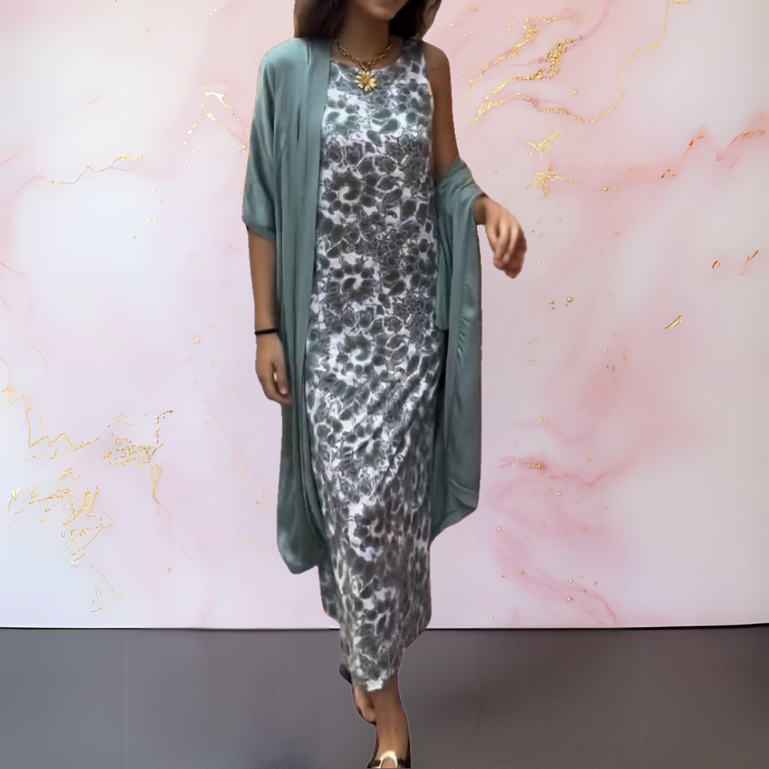 Sabine™ | Conjunto de vestido elegante com cardigan