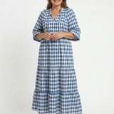 Elodie | Vestido Midi Camadas com Estampa de Diamante