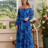 Aspen | Vestido Maxi Floral com Ombros à Mostra