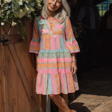 Maelle | Vestido de Comprimento até ao Joelho com Decote em V e Estampa Geométrica