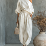 Conjunto de Linho Off-Shoulder