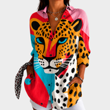 Blusa com Rosto de Leopardo Ousado