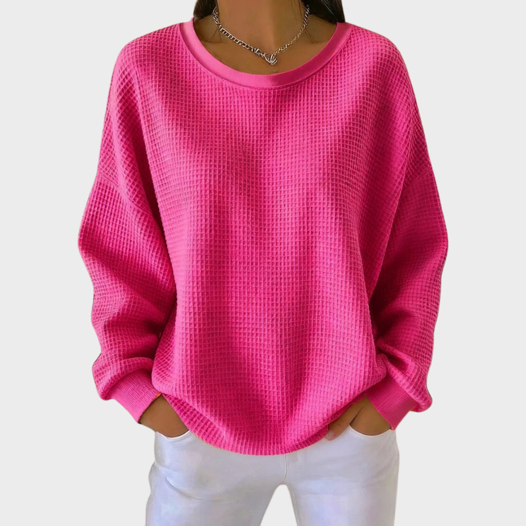 Nora | Sweater de Algodão Tricotado em Waffle de Inverno com Mangas Longas