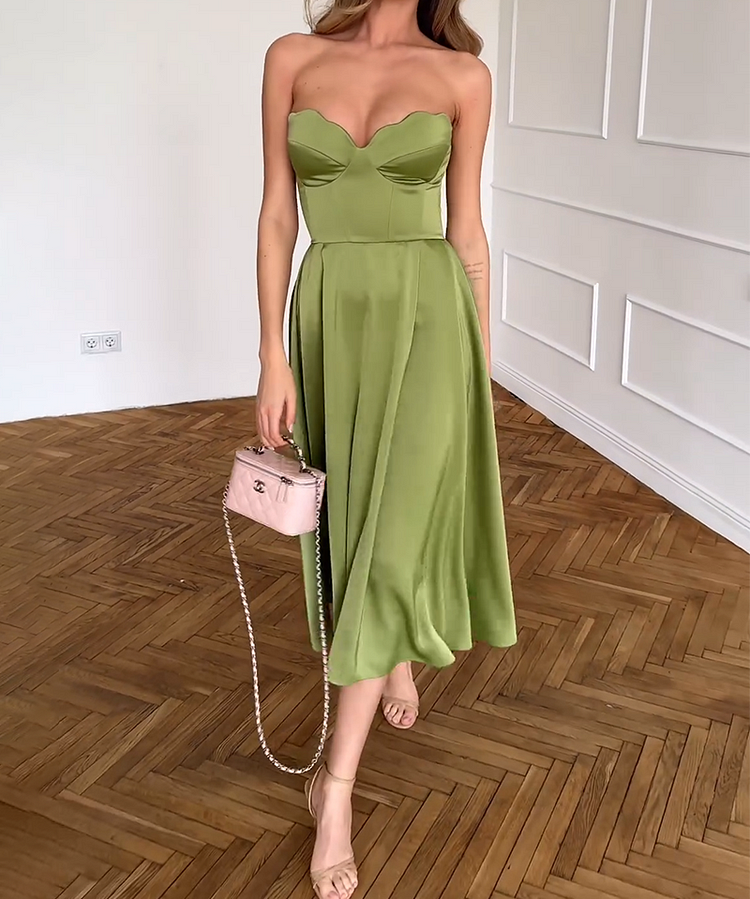 Liora | Vestido Midi Elegante Sem Alças