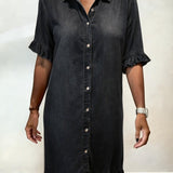 Anne™ | Vestido de denim enrugado