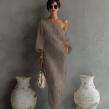 Vestido de Linho Off-White Sem Alças
