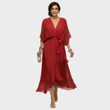 Monica Chiffon - Vestido com decote em V