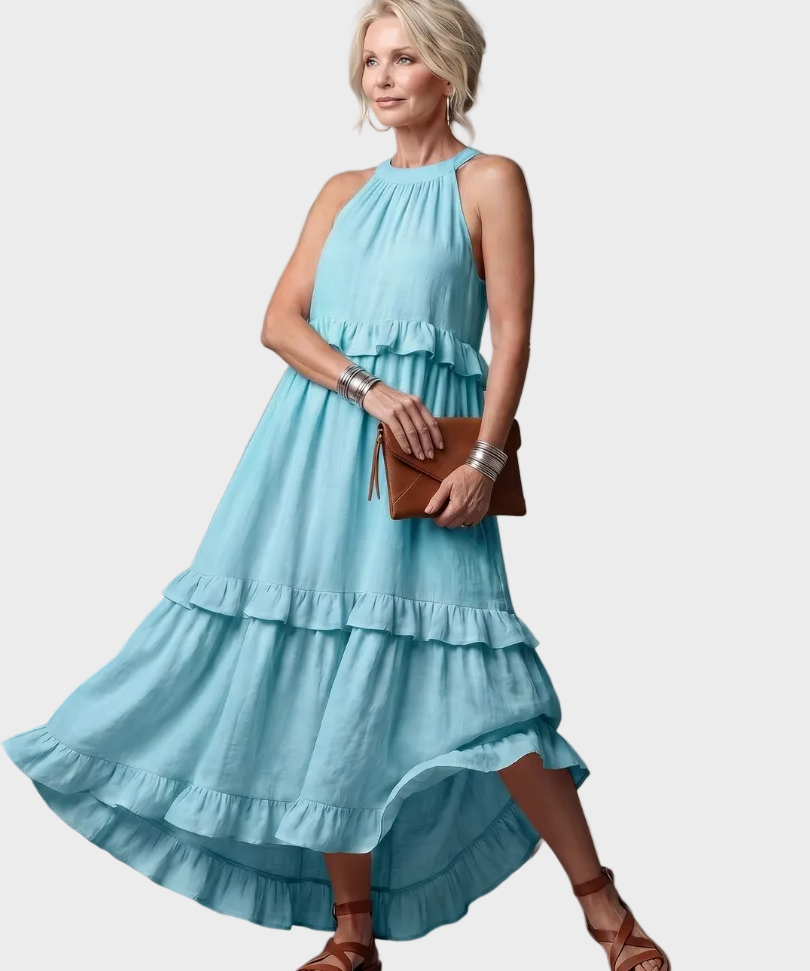 Katia - Vestido Maxi com Halter e Babados
