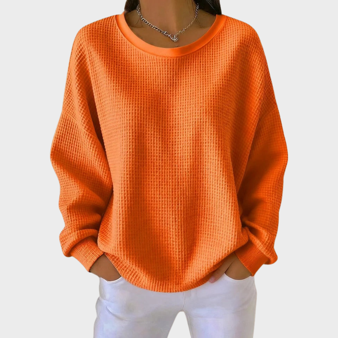 Nora | Sweater de Algodão Tricotado em Waffle de Inverno com Mangas Longas