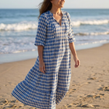 Elodie | Vestido Midi Camadas com Estampa de Diamante