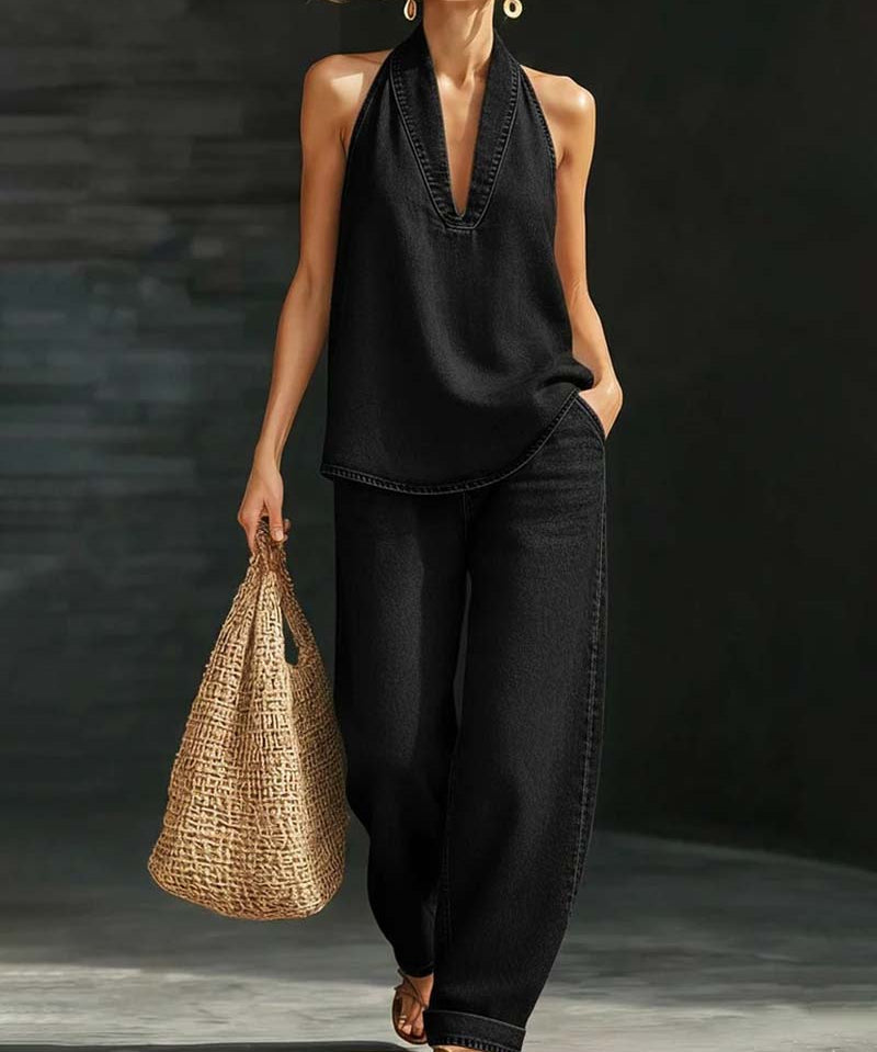Sandra - Conjunto Col Halter Jeans