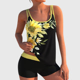 Flor – Tankini floral com calções, efeito ventre plano