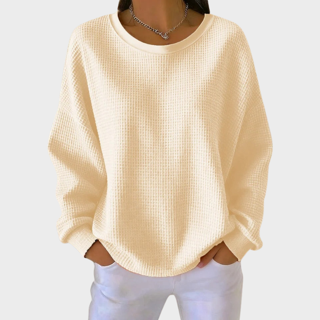 Nora | Sweater de Algodão Tricotado em Waffle de Inverno com Mangas Longas
