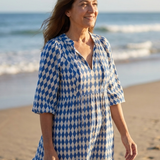 Elodie | Vestido Midi Camadas com Estampa de Diamante