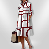 Lena™ | Elegante vestido camiseiro geométrico