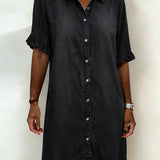 Anne™ | Vestido de denim enrugado