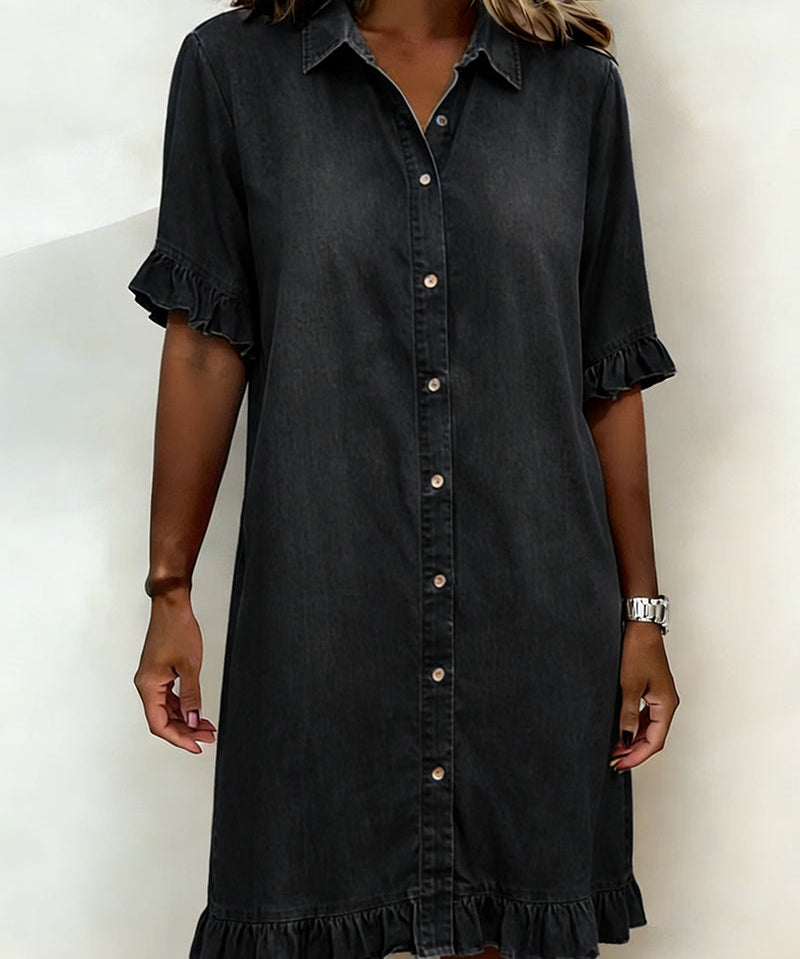 Anne™ | Vestido de denim enrugado