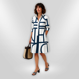 Lena™ | Elegante vestido camiseiro geométrico