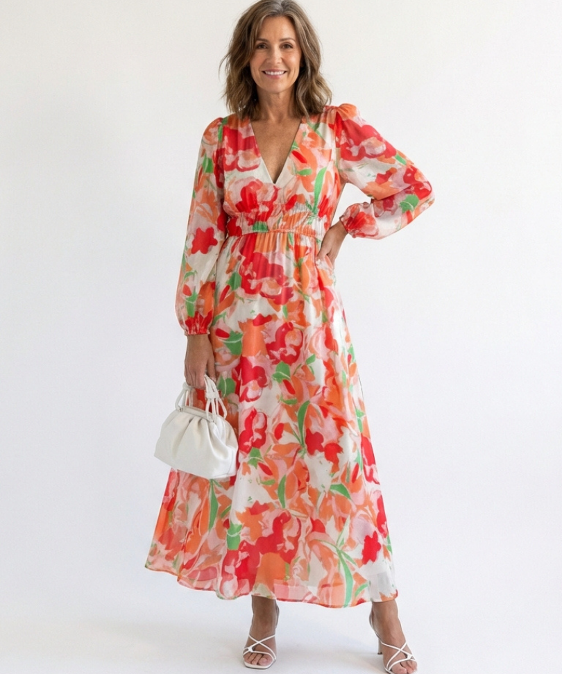 Althea | Vestido Maxi Floral de Manga Longa
