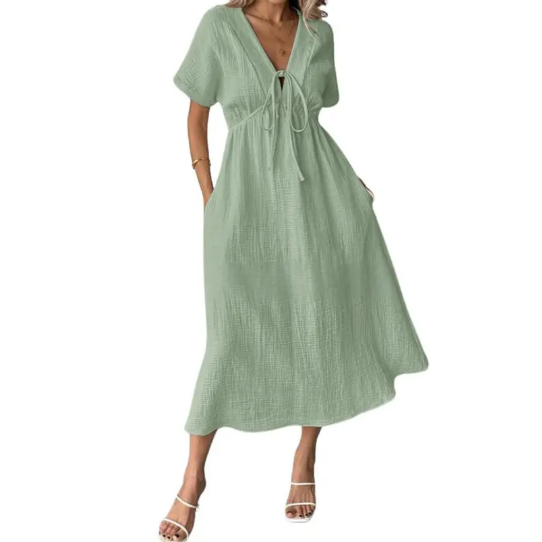 Inge™ | Vestido maxi descontraído com decote em V