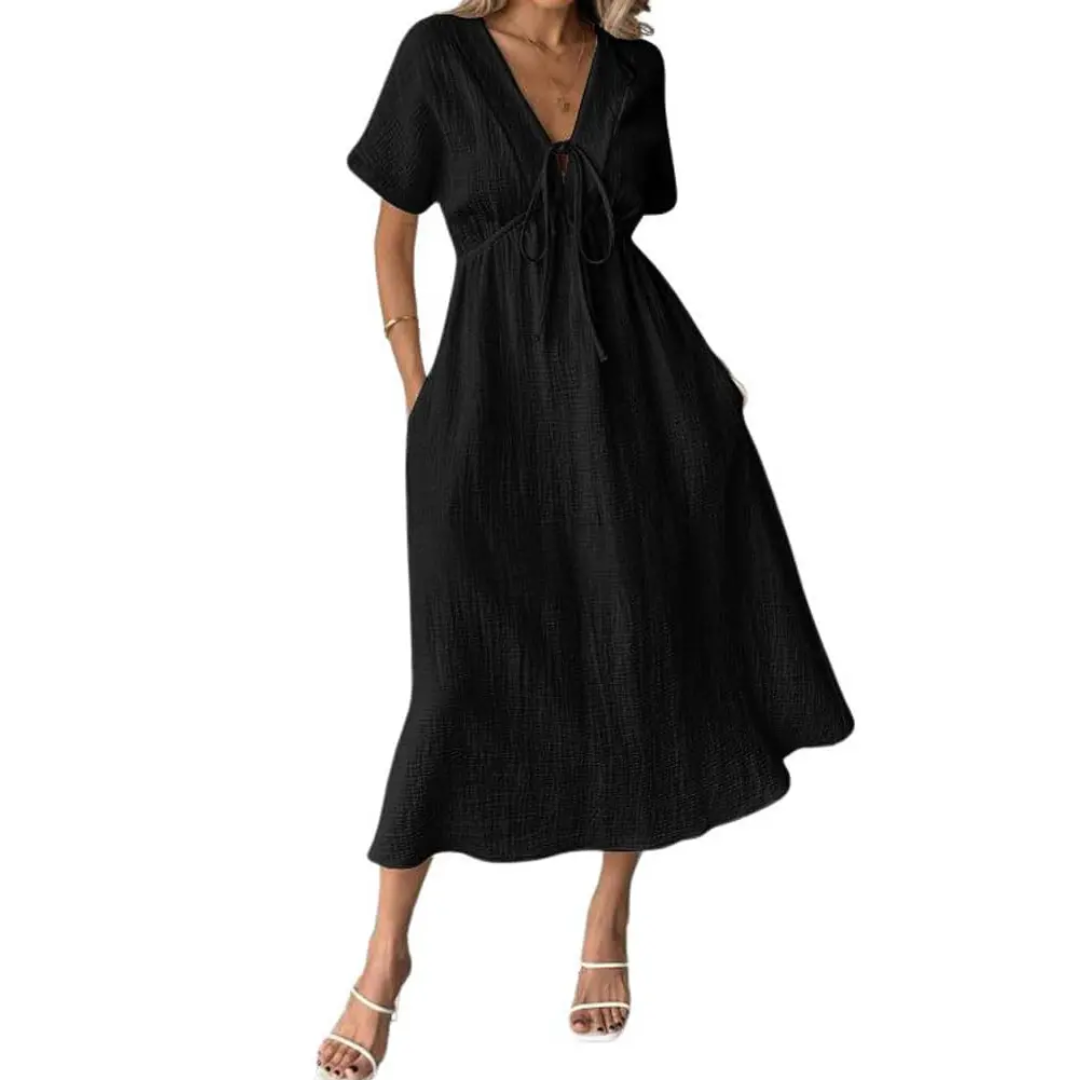 Inge™ | Vestido maxi descontraído com decote em V