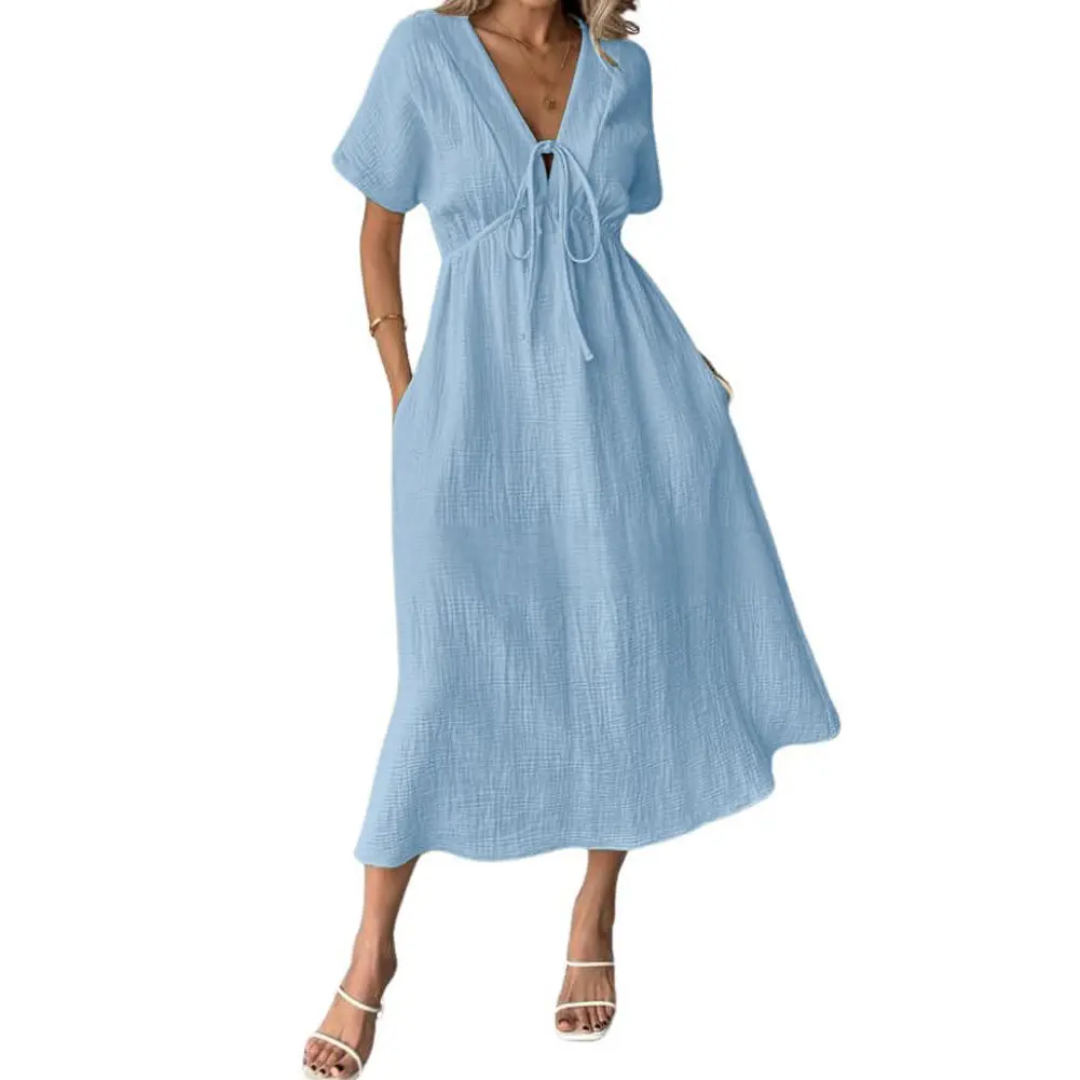 Inge™ | Vestido maxi descontraído com decote em V