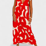 Cátia | Vestido Decote V Vermelho Verão