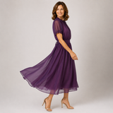 Flavia | Maxi Vestido com Decote em Gota e Bordo em Renda Chiffon