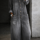 Elena™ | Macacão de denim com ombros à mostra