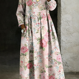Brooklyn™ | Vestido de ganga com colarinho floral