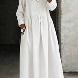 Melissa™ | Vestido de ganga com decote redondo e mangas longas