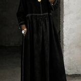 Melissa™ | Vestido de ganga com decote redondo e mangas longas