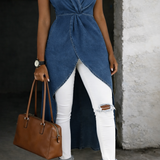Jessica™ | Tunique portefeuille em denim com decote em V