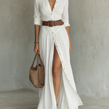 Daniela - Vestido Maxi de Linho Branco